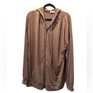 NWOT Blumin Plus Size Brown Lightweight Dull Zip Hoodie Jacket - Size 3XL